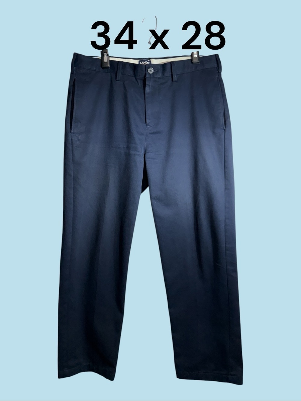 Lands’ End Traditional Fit Plain Navy Color Chino Pants 34 x 28 - Picture 2 of 7